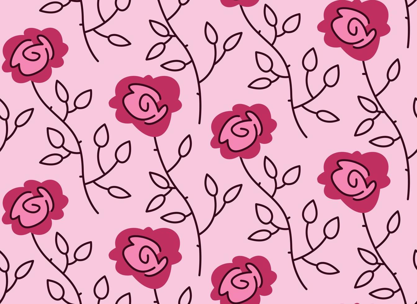 padrão sem emenda com rosas. textura de flor bonita no estilo doodle. vetor