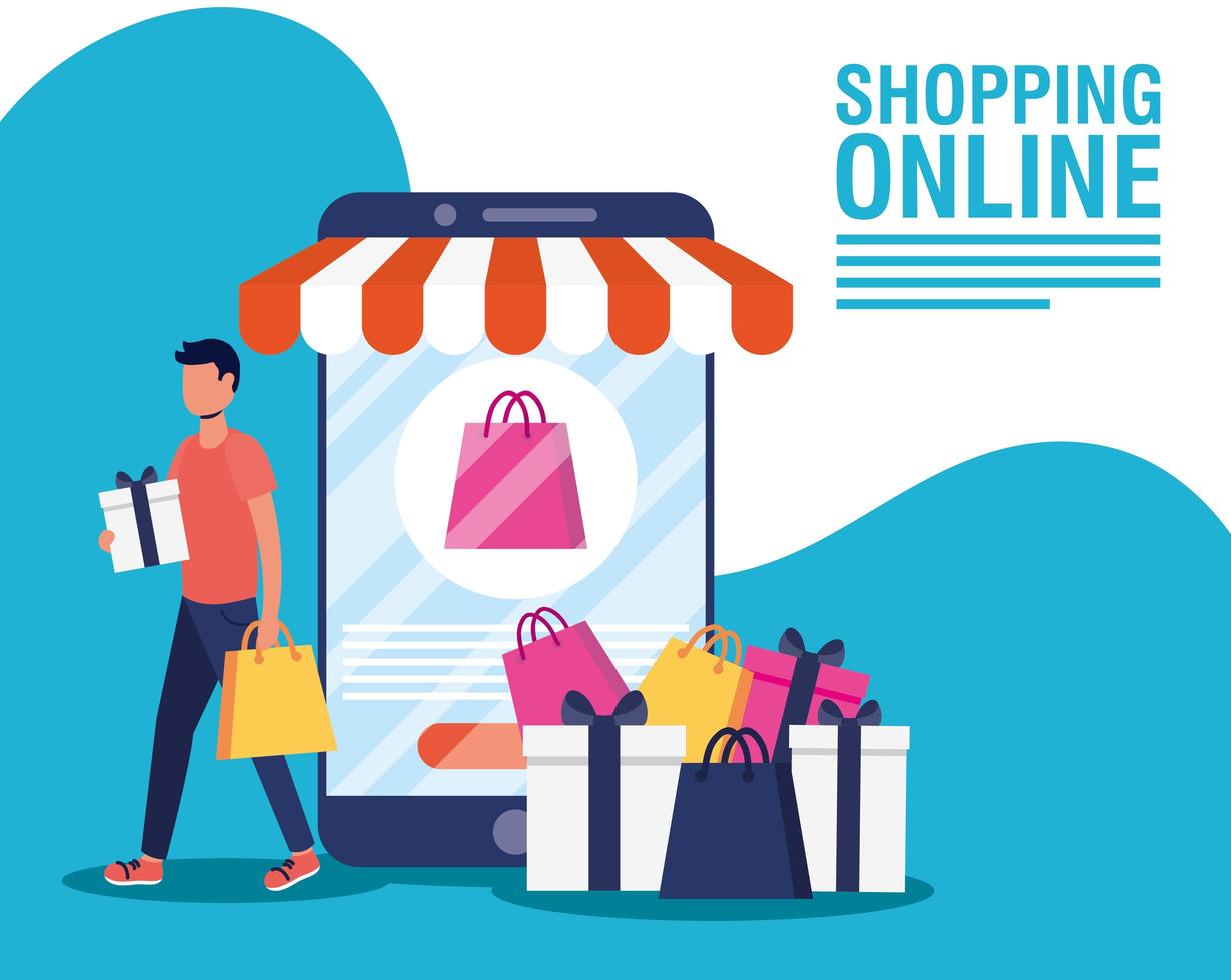 banner de compras online e e-commerce vetor