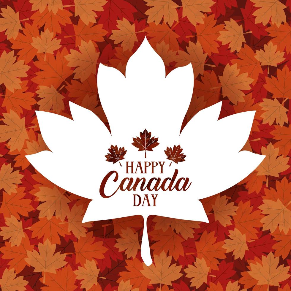 banner de celebração do feliz dia do Canadá com folhas de plátano vetor