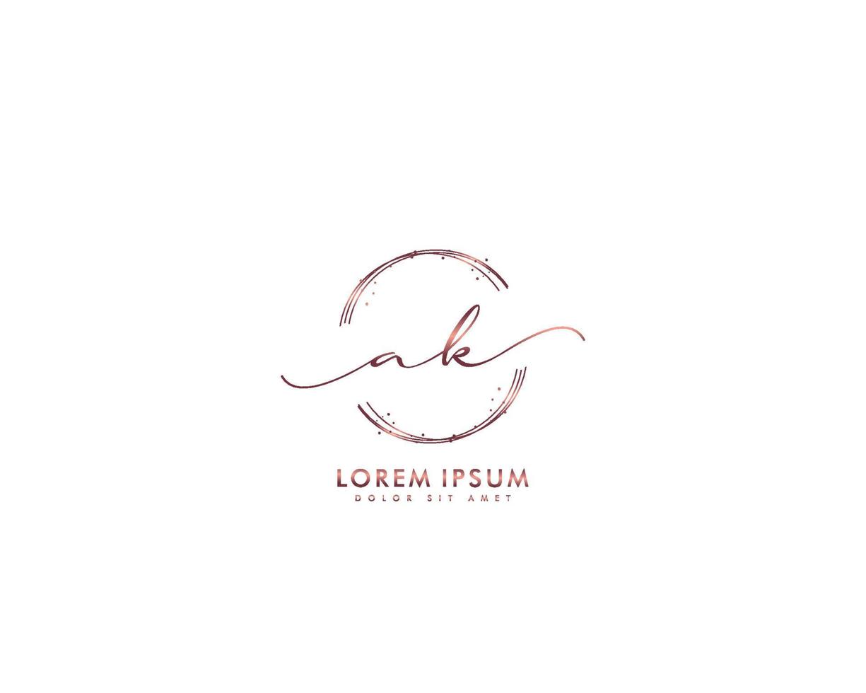 letra inicial ak logotipo feminino monograma de beleza e design de logotipo elegante, logotipo de caligrafia da assinatura inicial, casamento, moda, floral e botânico com modelo criativo vetor