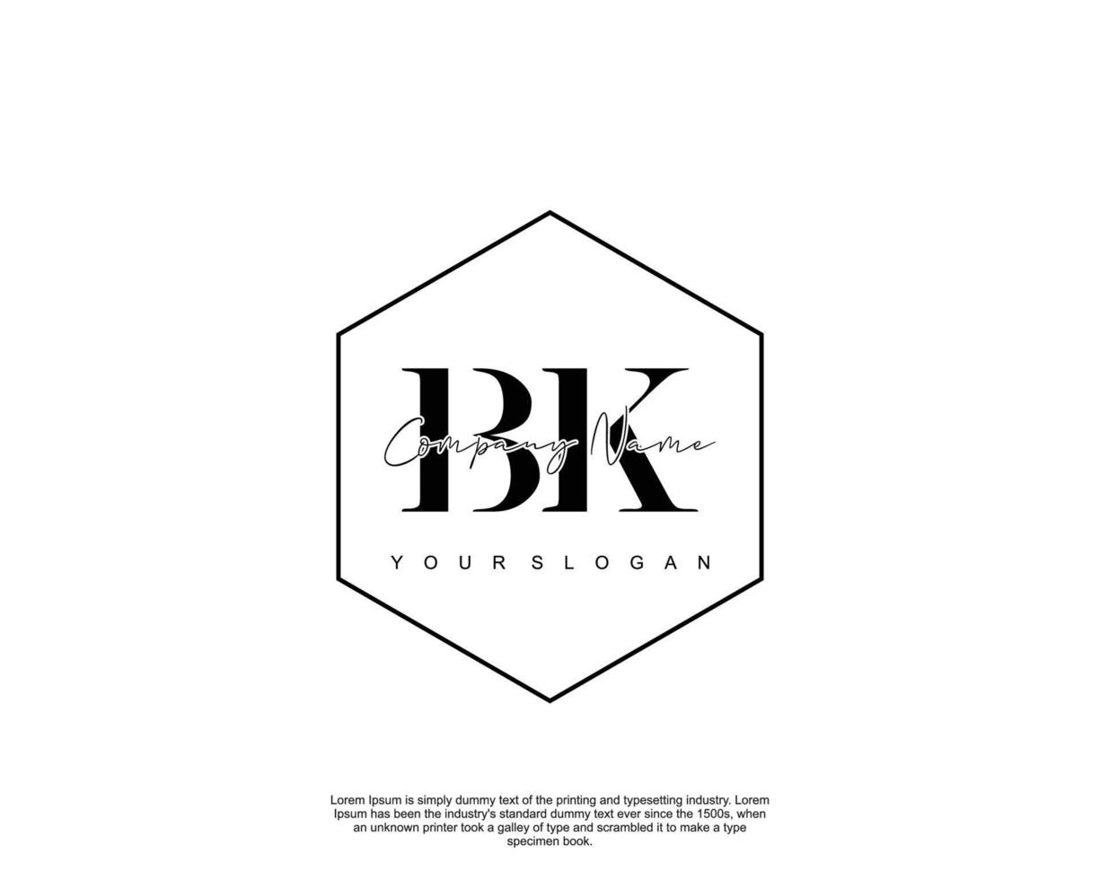 logotipo feminino inicial bk monograma de beleza e design de logotipo elegante, logotipo de caligrafia da assinatura inicial, casamento, moda, floral e botânico com modelo criativo vetor