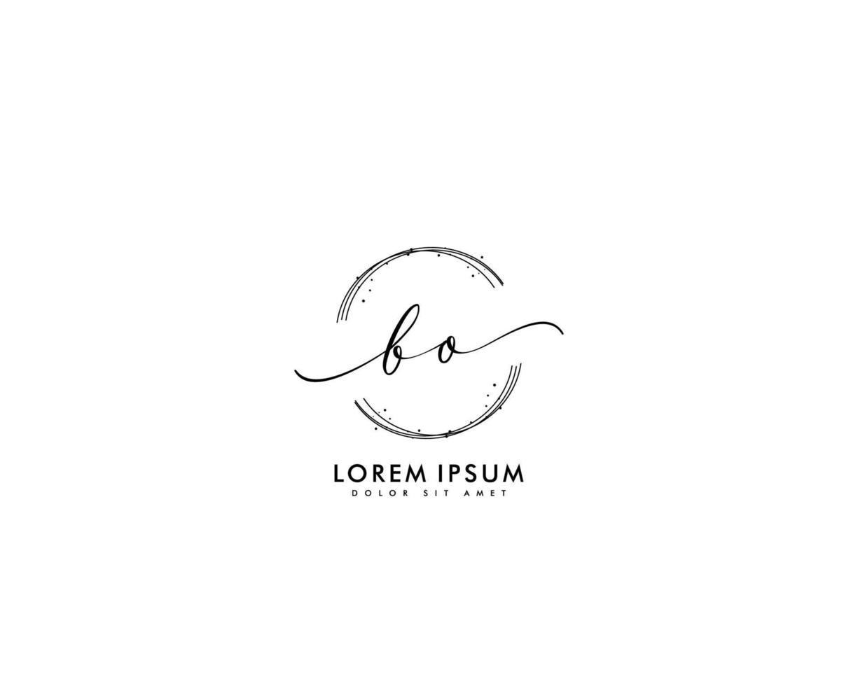 logotipo feminino inicial bo monograma de beleza e design de logotipo elegante, logotipo manuscrito da assinatura inicial, casamento, moda, floral e botânico com modelo criativo vetor