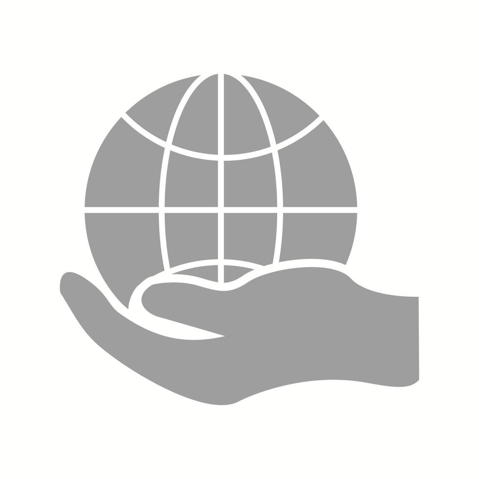 belo ícone de glifo vetorial de mão global vetor