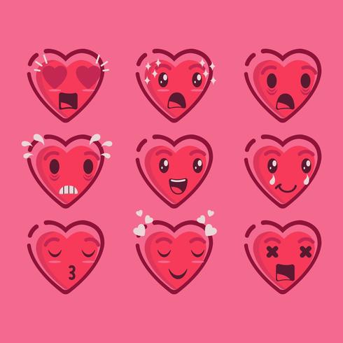 Cute Valentine Emoji De Corações Vector