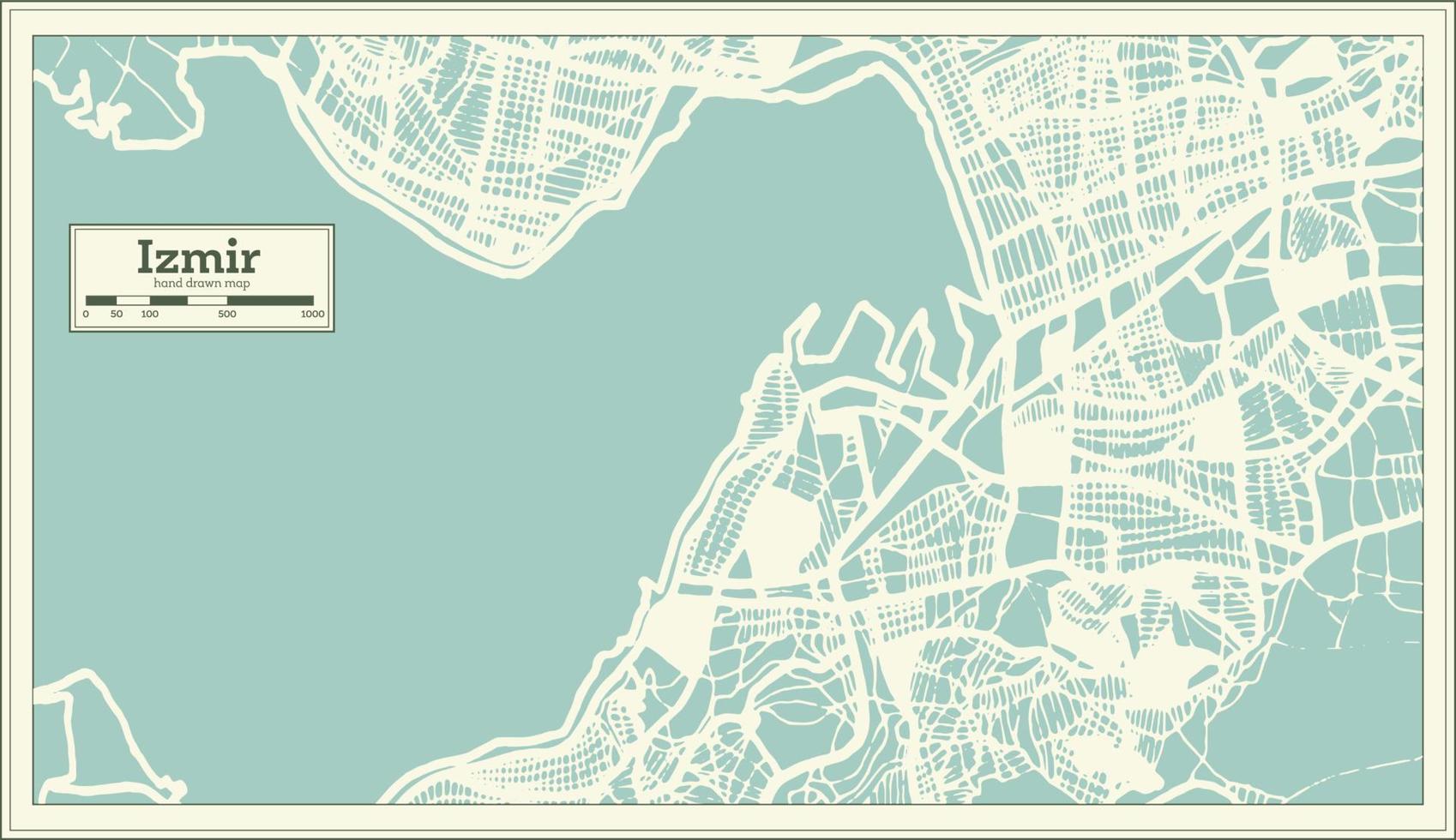 mapa da cidade de izmir peru em estilo retrô. mapa de contorno. vetor