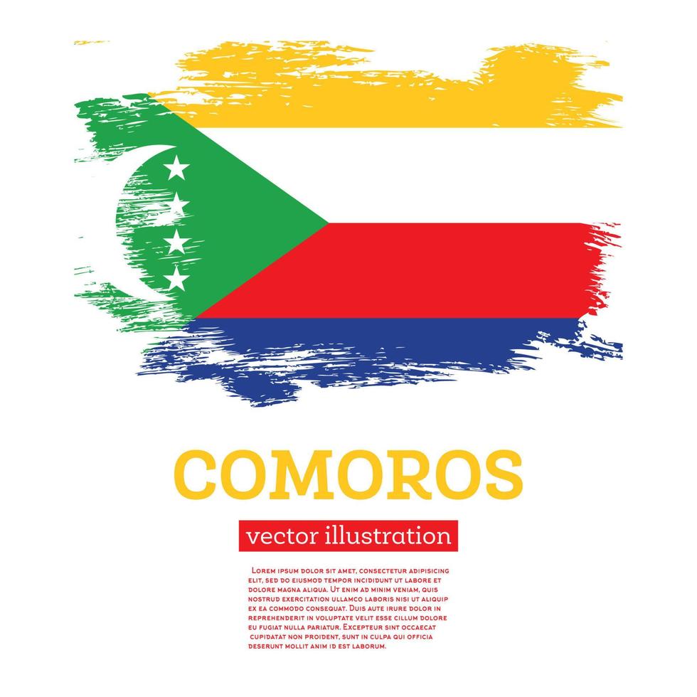 bandeira de Comores com pinceladas. dia da Independência. vetor
