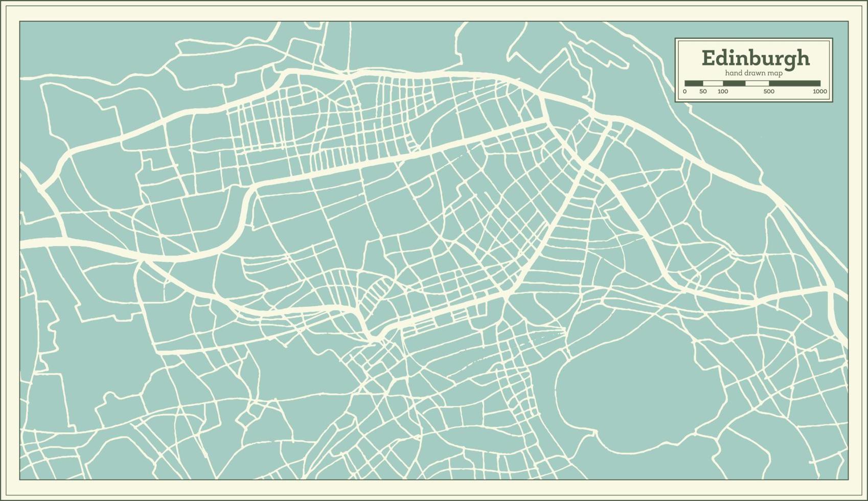 mapa da cidade de edimburgo grã-bretanha reino unido em estilo retrô. mapa de contorno. vetor