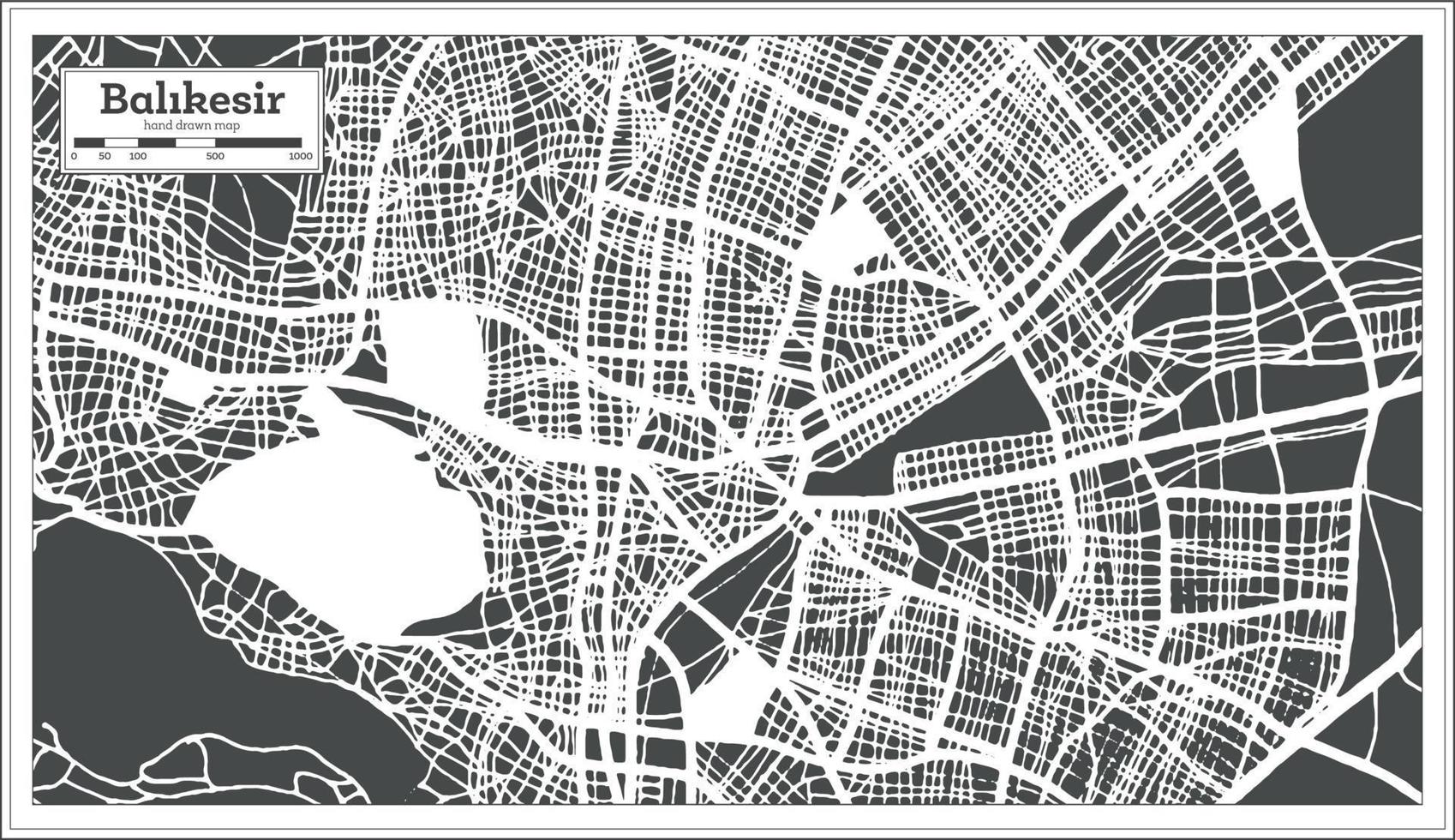 Mapa da cidade de Balikesir Turquia em estilo retrô. mapa de contorno. vetor