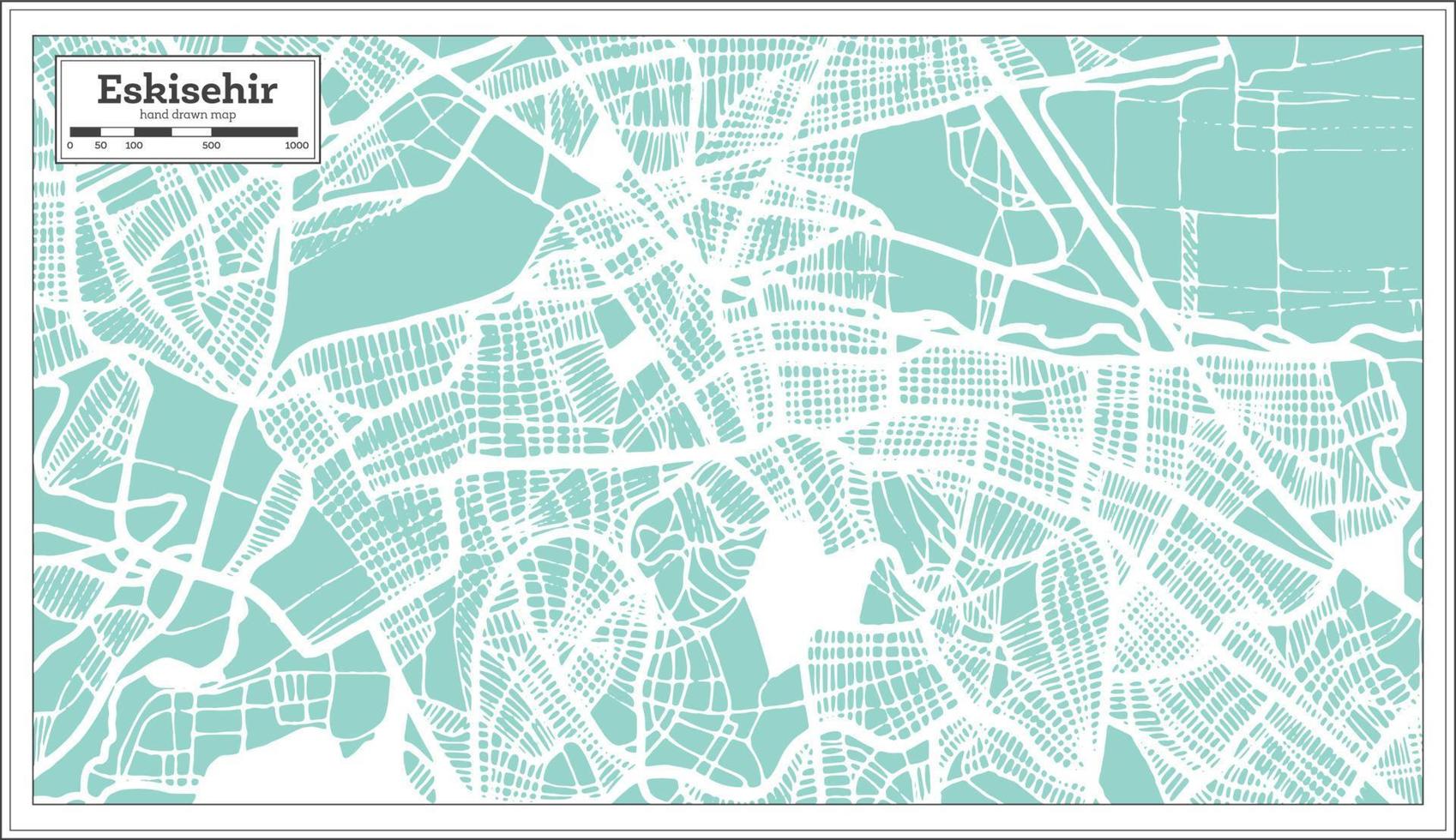 mapa da cidade de eskisehir turquia em estilo retrô. mapa de contorno. vetor