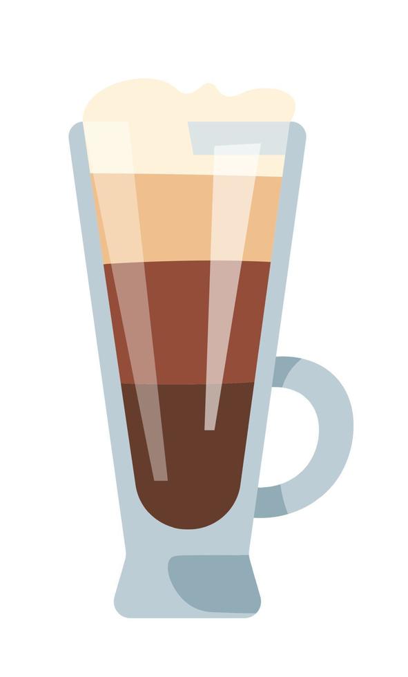 café com leite, bebida aromática em copo alto vetor