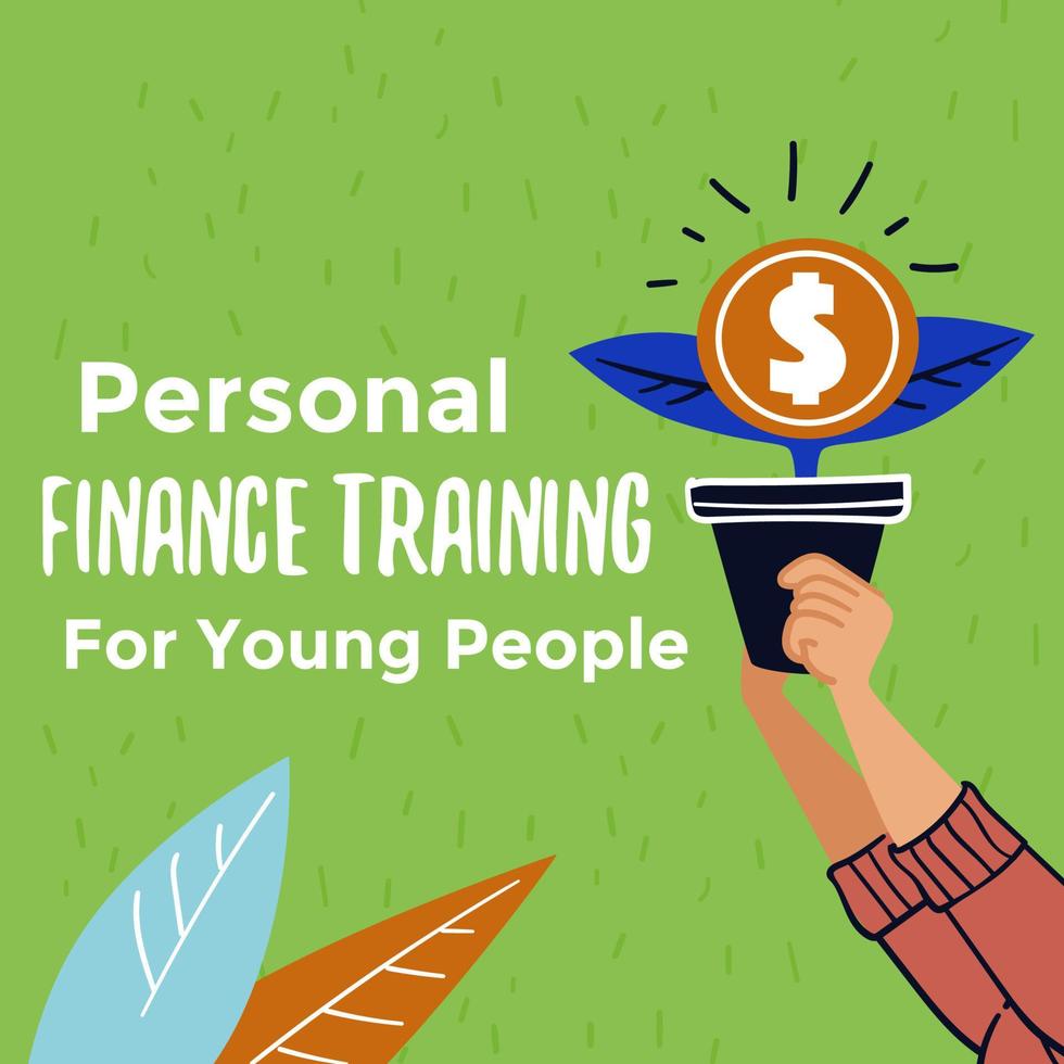 banner de treinamento de finanças pessoais para jovens vetor