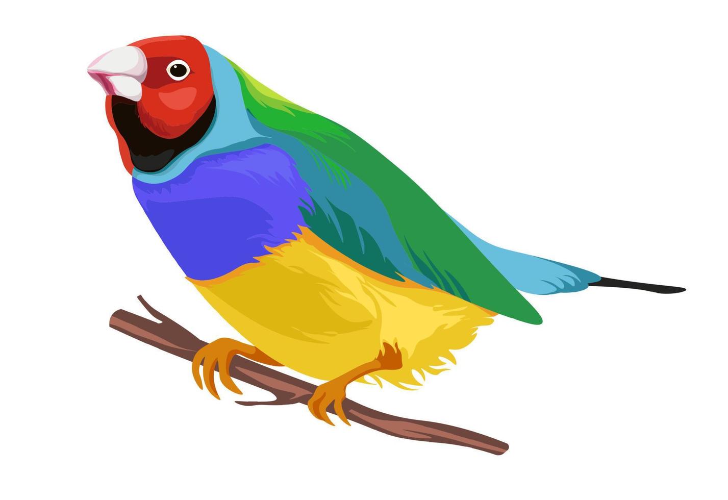 papagaio brilhante sentado no galho, pássaros exóticos vetor
