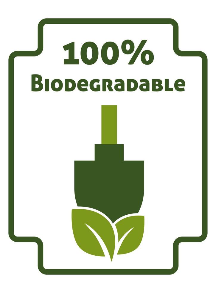 produto biodegradável, rótulo de embalagem ou emblema vetor