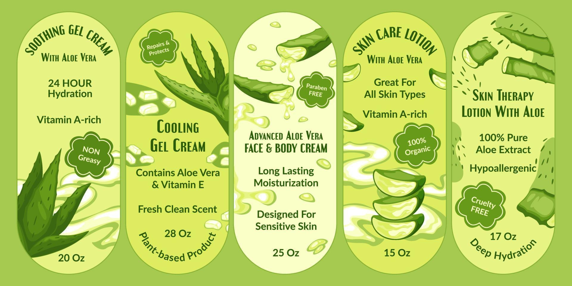 rótulo para design de embalagem de gel de aloe vera natural vetor