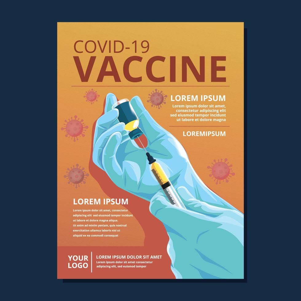 modelo de cartaz de serviço público de vacina covid 19 vetor
