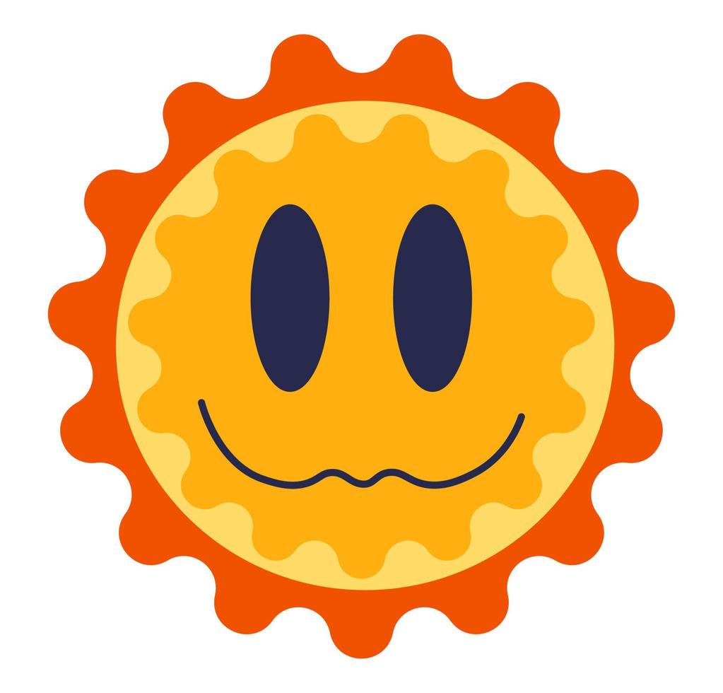 personagem engraçado do sol com expressão facial sorridente vetor