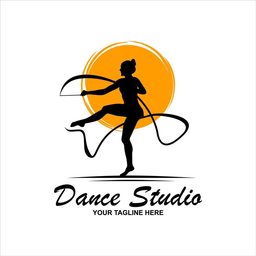 modelo de conceito de design de logotipo de dança de mulher bonita vetor