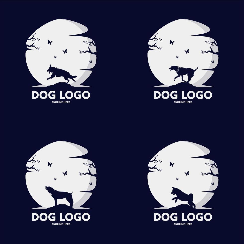 conjunto de modelo de vetor de design de logotipo de cachorro. vetor de logotipo de ícone de cachorro