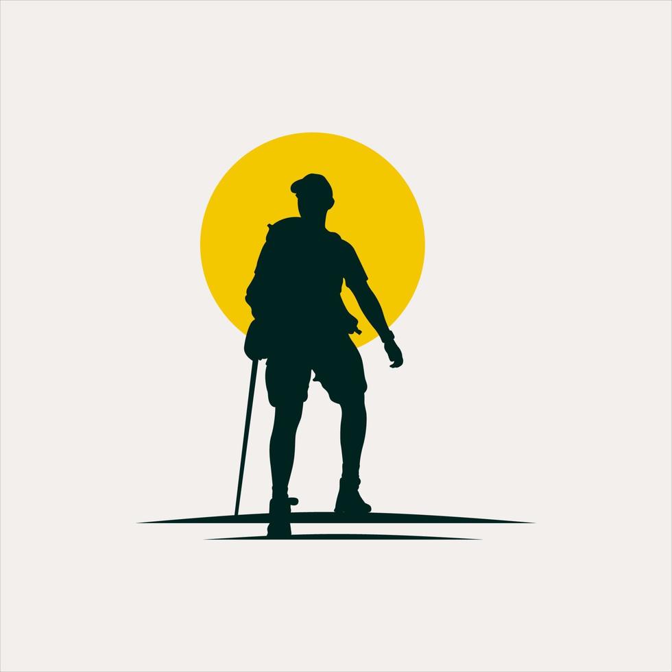ilustração de design de ícone de vetor de logotipo de caminhada masculina de aventura vintage