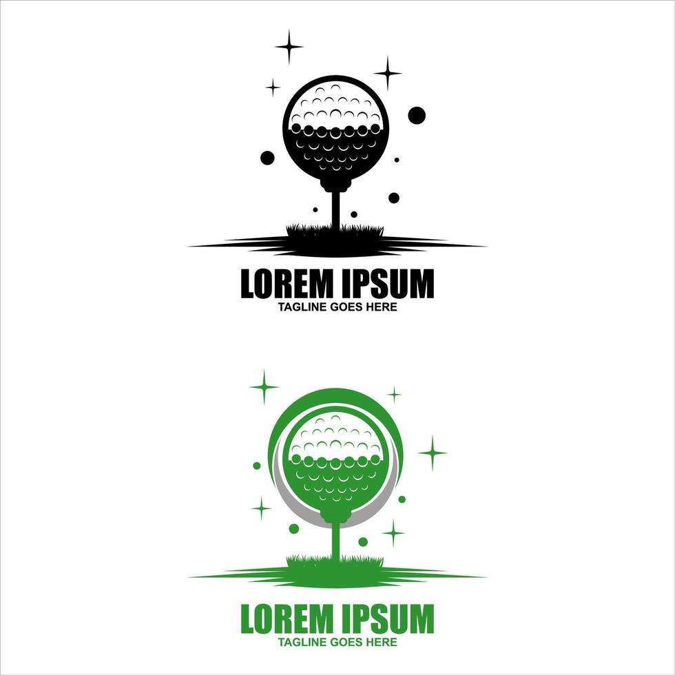 design gráfico do logotipo do jogador de golfe e da bola de golfe vetor