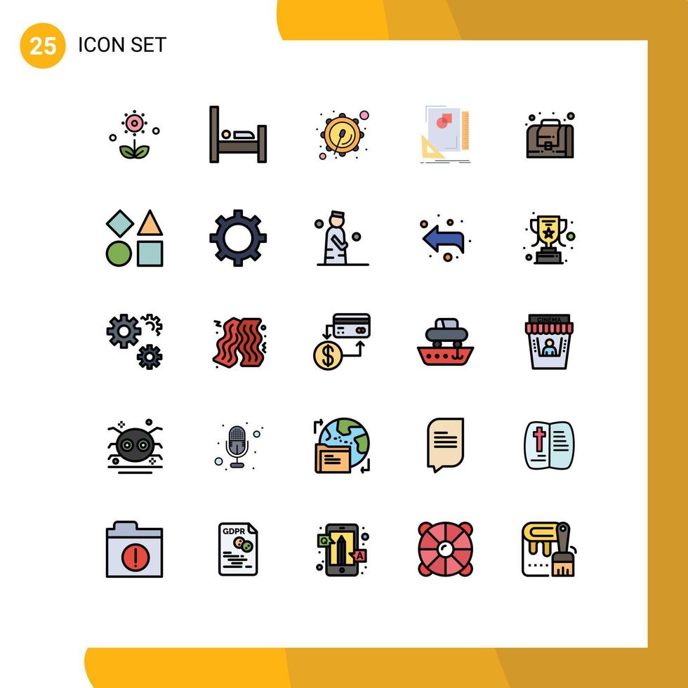 conjunto de 25 sinais de símbolos de ícones de interface do usuário modernos para design de página de sono de esboço de negócios elementos de design de vetores editáveis