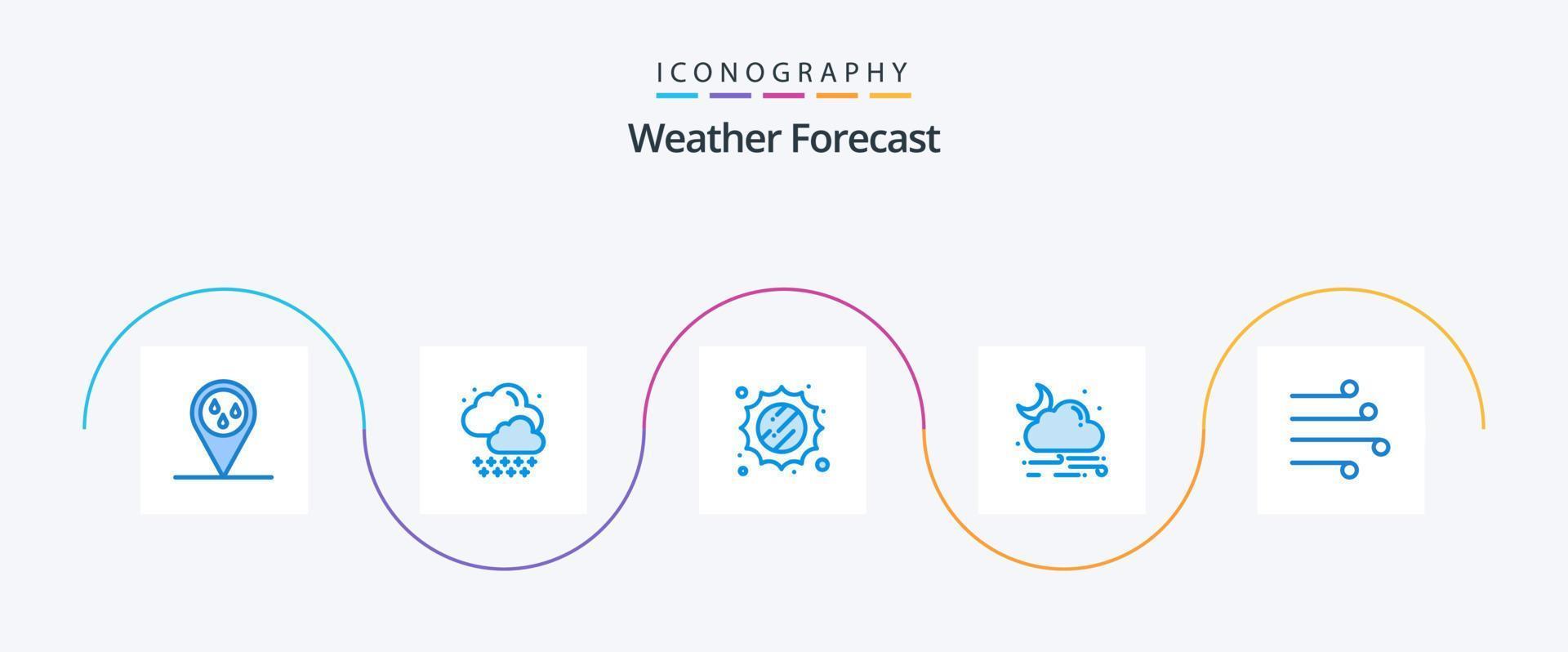 pacote de ícones do tempo azul 5, incluindo vento. clima. clima. golpe. clima vetor
