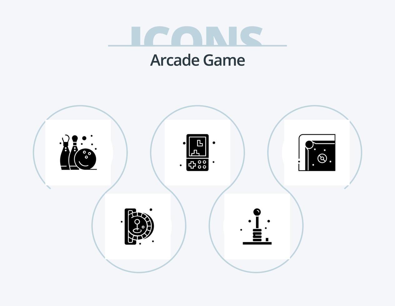 Arcade glifo icon pack 5 design de ícone. Toque. jogos. lazer. Diversão. Toque vetor