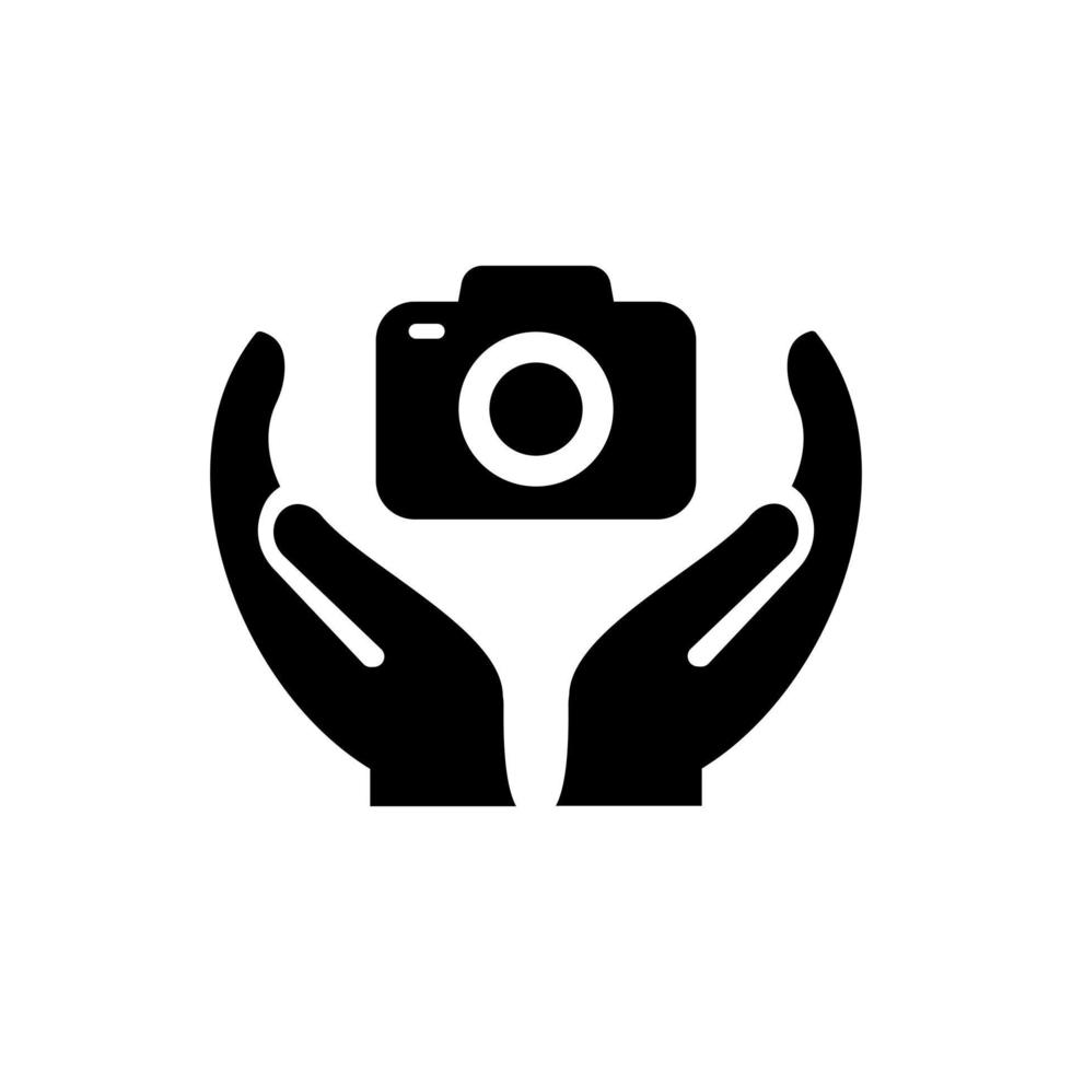 design de logotipo de câmera de mão. logotipo da câmera com vetor de conceito de mão. design de logotipo de tiro de mão e câmera