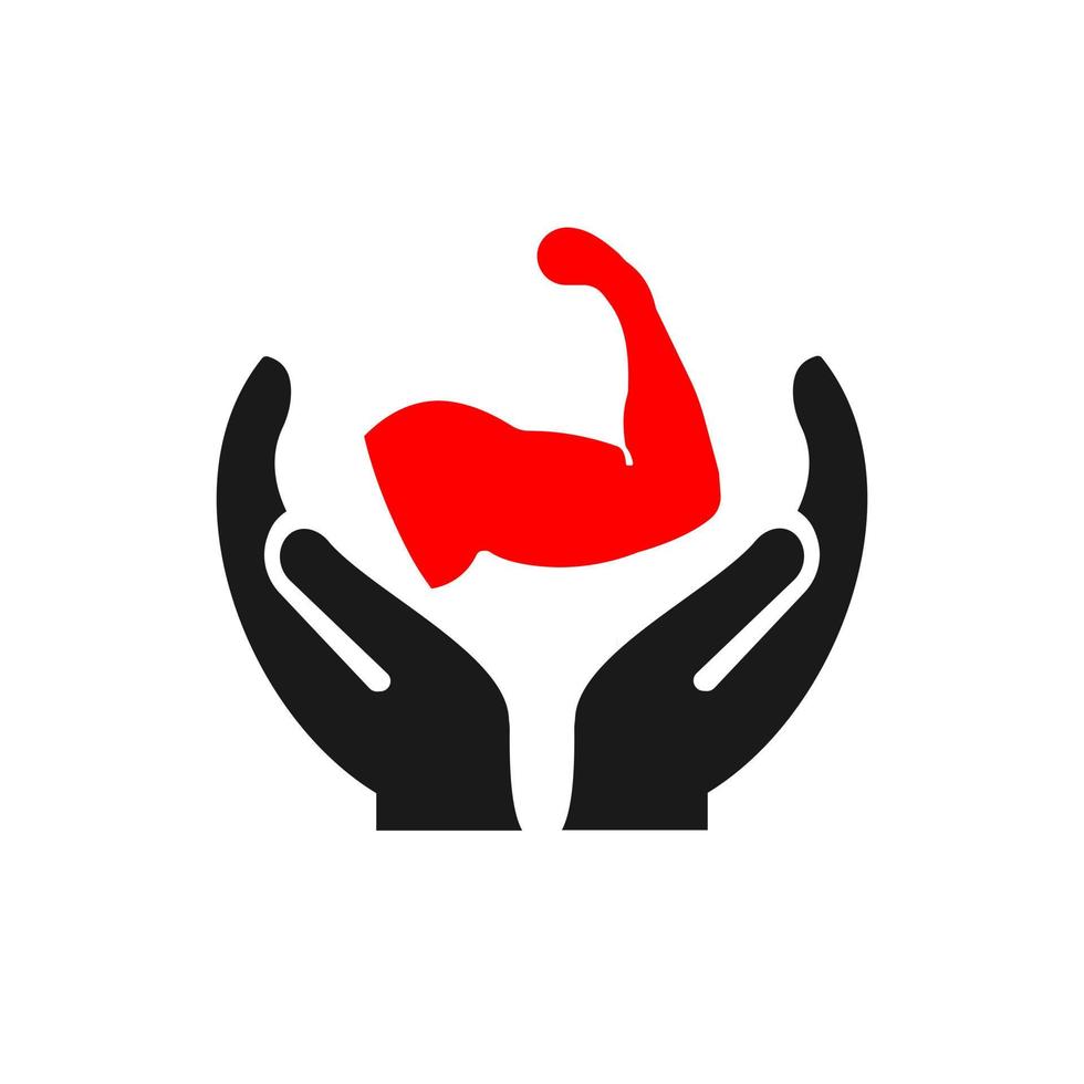 design de logotipo de aptidão de mão. logotipo da aptidão com vetor do conceito de mão. design de logotipo de mão e academia