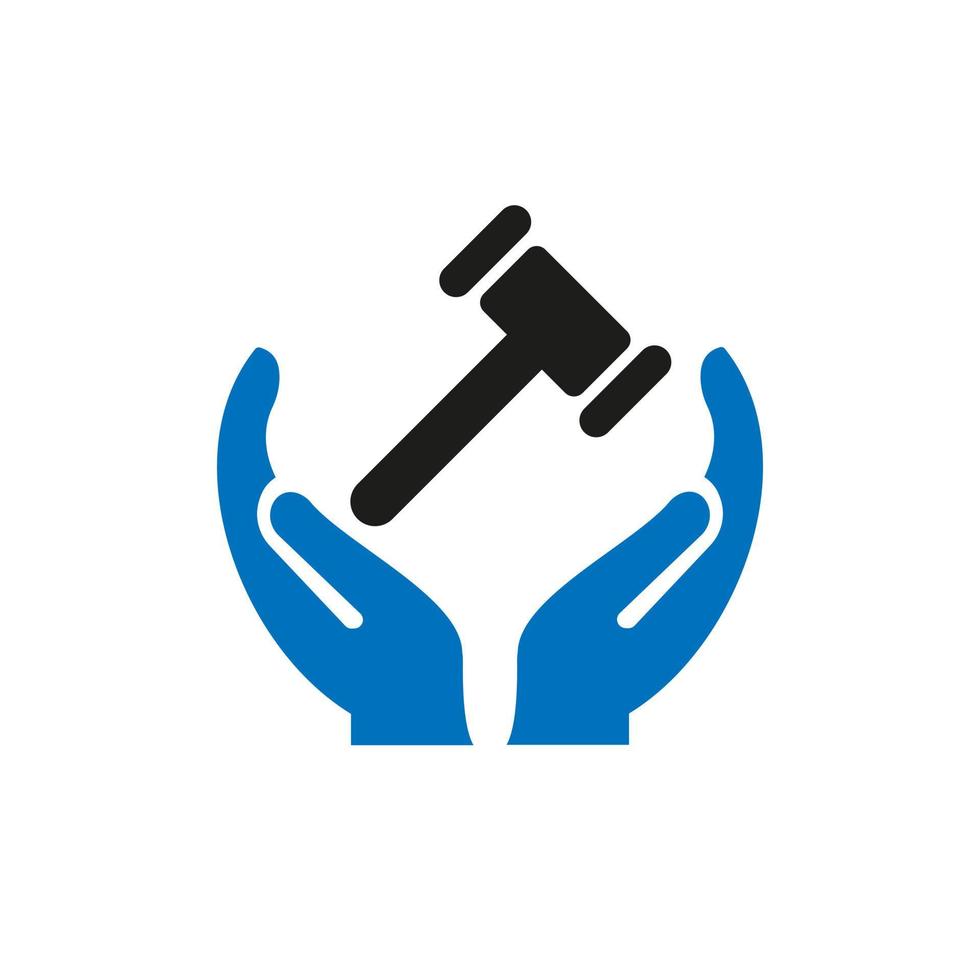 design de logotipo de lei de mão. logotipo da lei com vetor de conceito de mão. design de logotipo de mão e lei