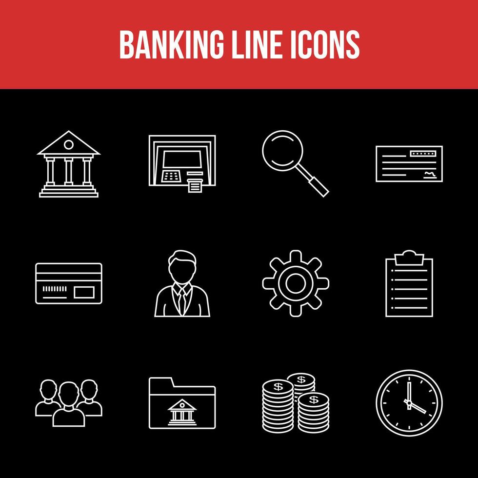 conjunto exclusivo de ícones de linha bancária vetor
