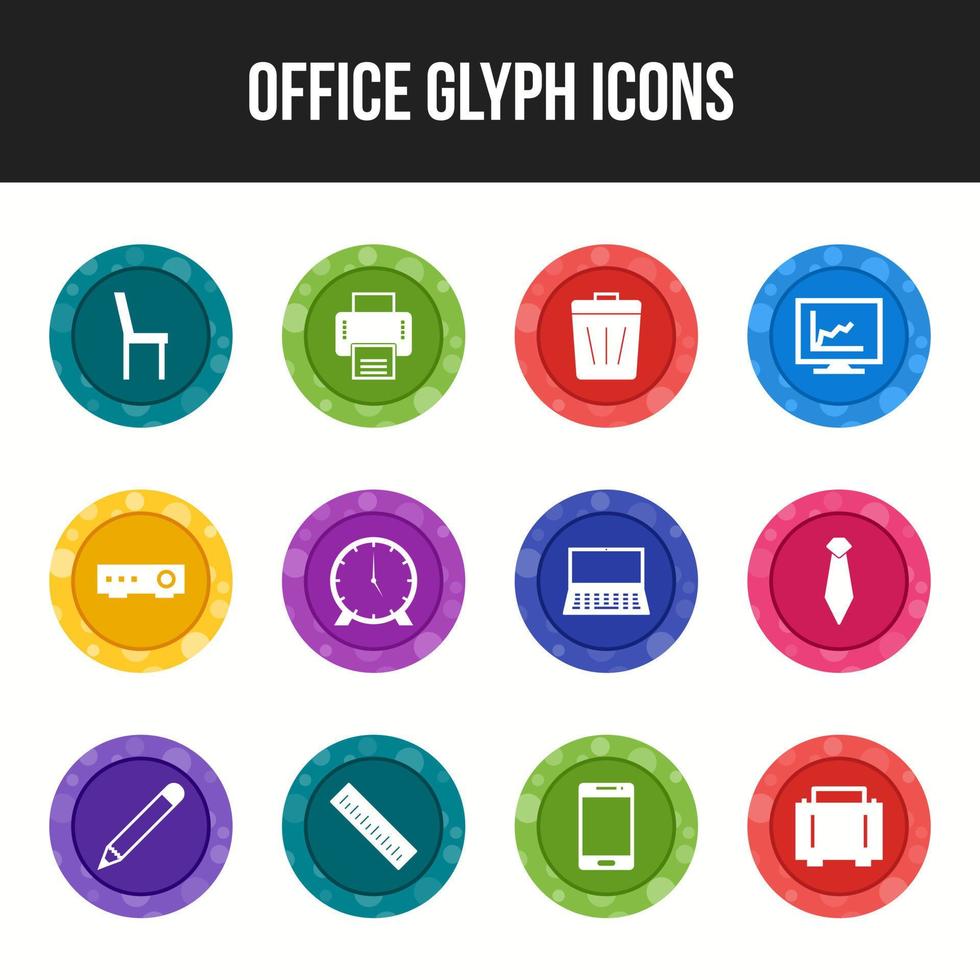 conjunto exclusivo de ícones de glifo de escritório vetor