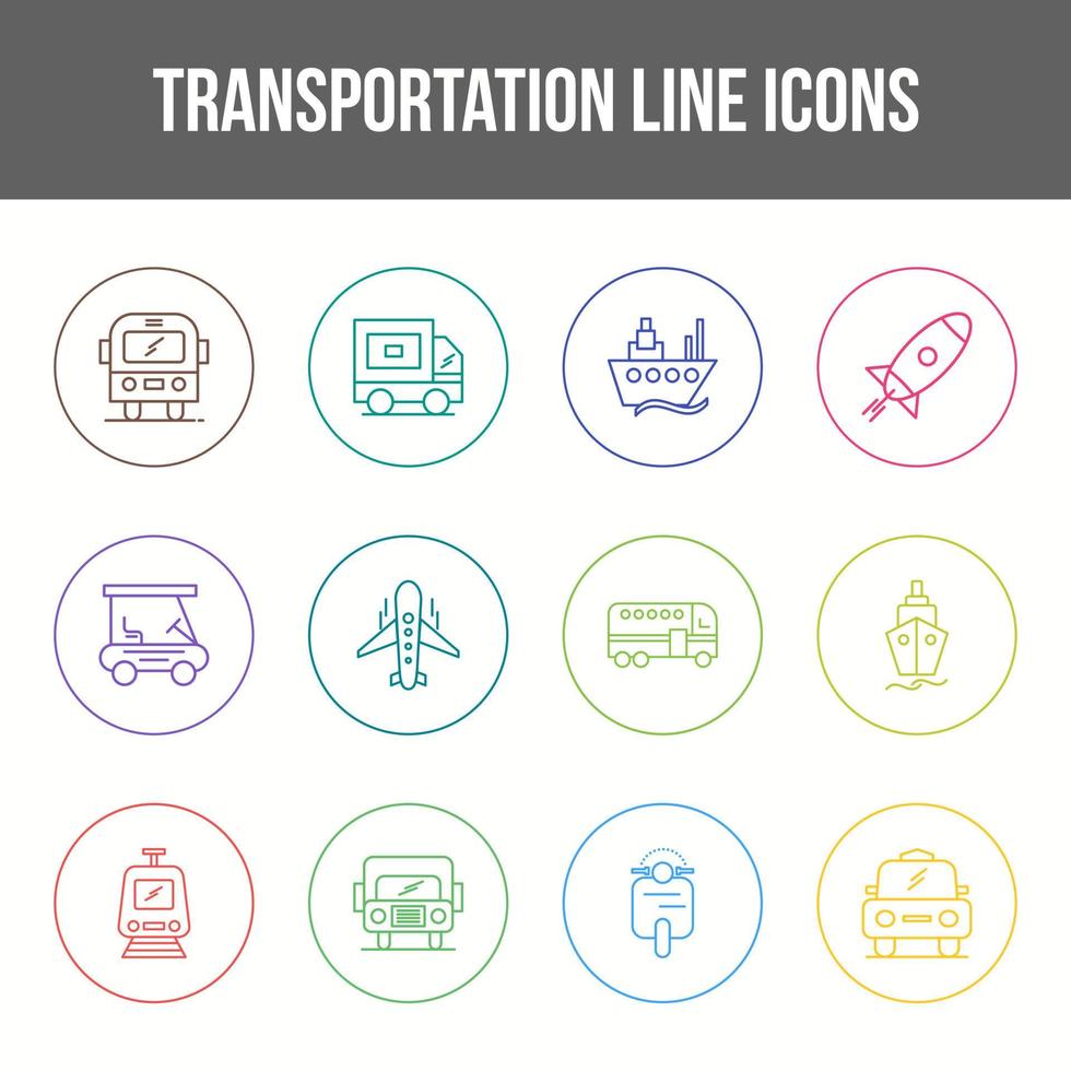 conjunto de ícones de linha de transporte exclusivo vetor