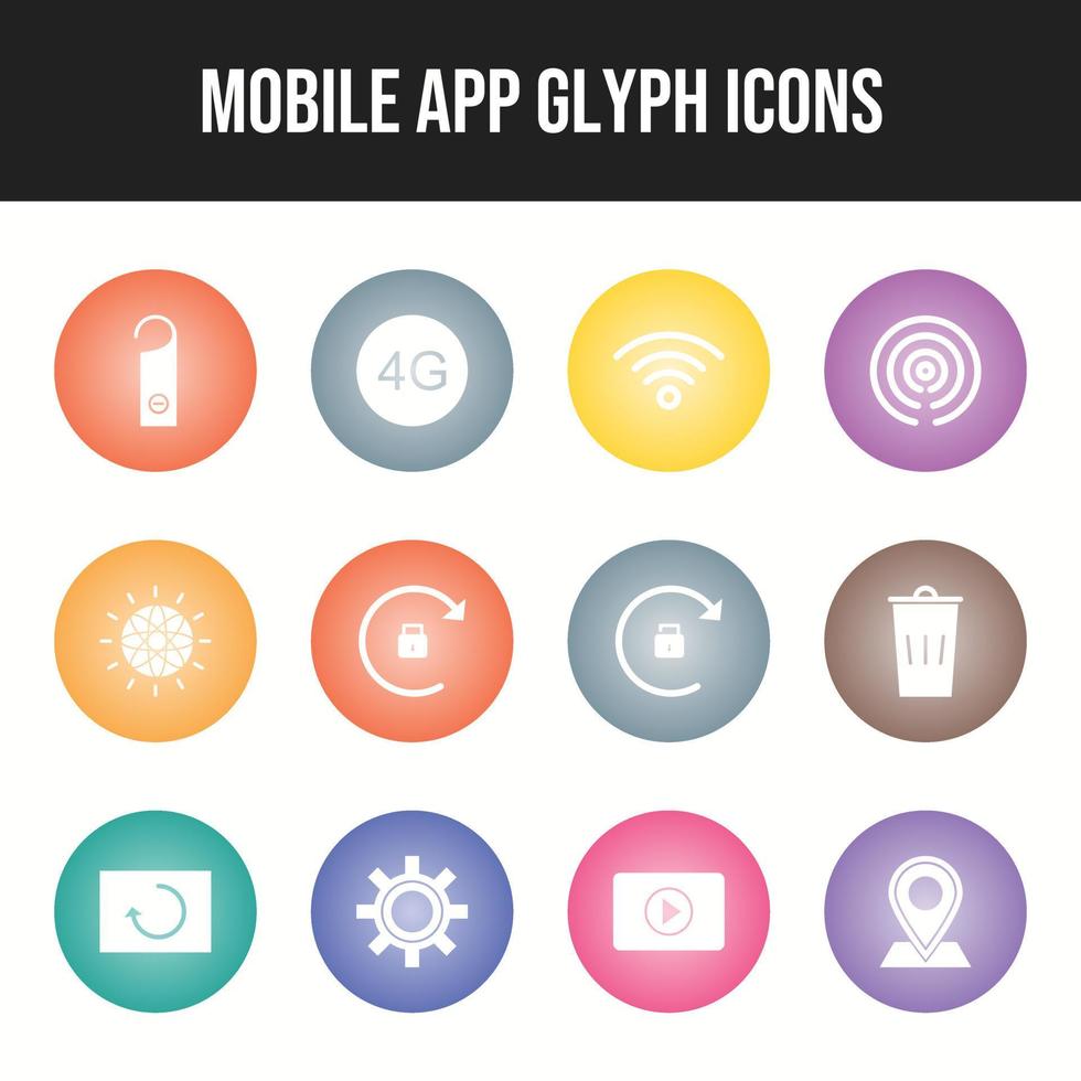 12 ícones vetoriais de aplicativos móveis em um conjunto vetor