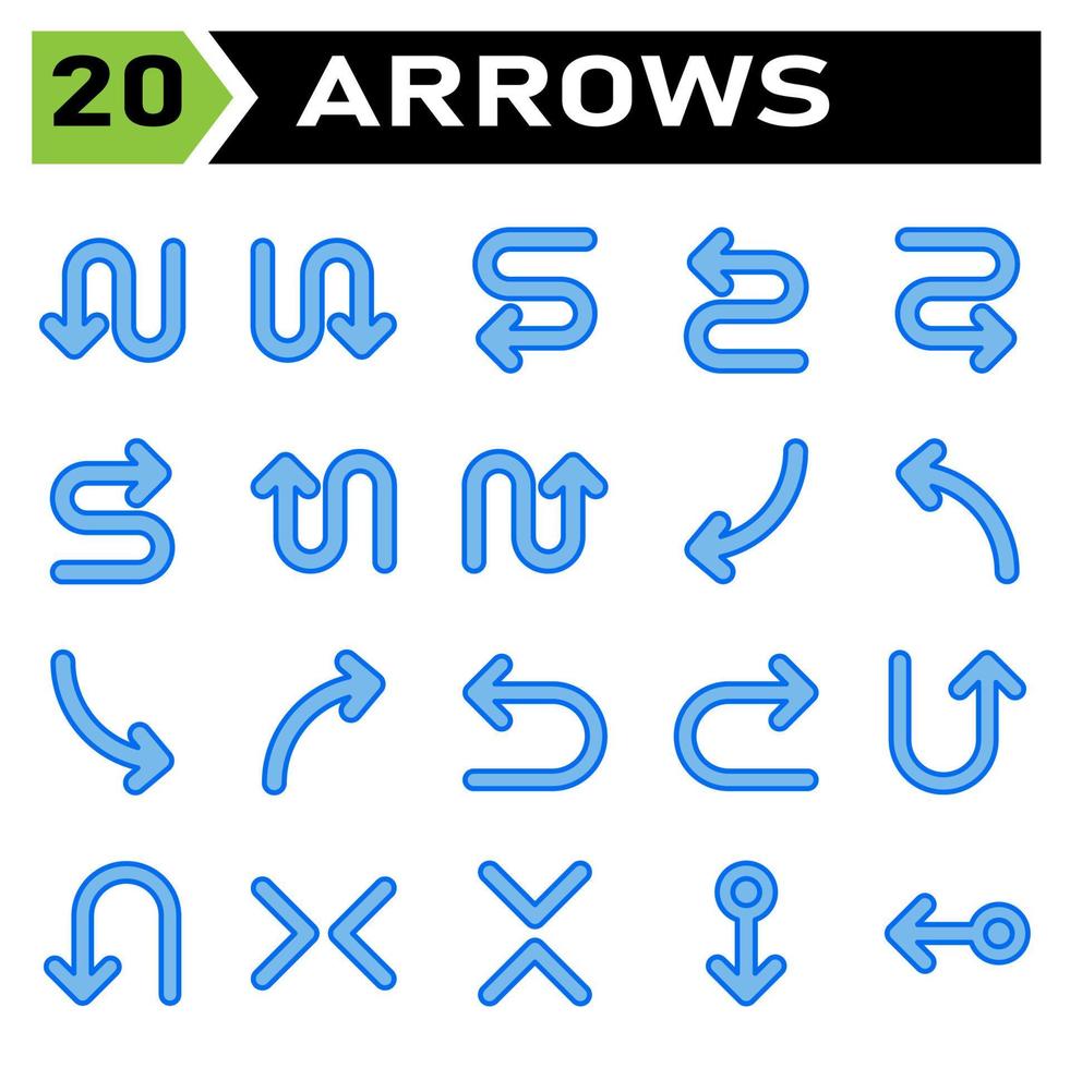 o conjunto de ícones de setas inclui seta, setas, direita, direção, seta para a direita, para cima, seta para cima, para baixo, seta para baixo, esquerda, seta para a esquerda, transferência, troca, sincronização, atualização, sincronização, rotação vetor