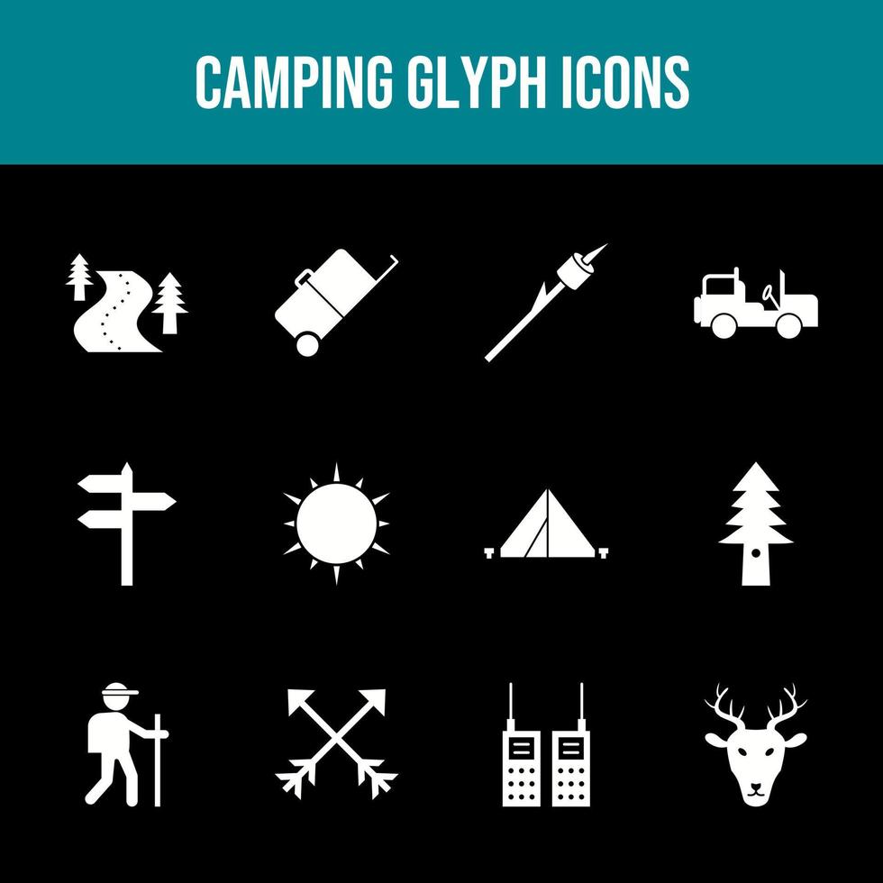 belo conjunto de ícones vetoriais de acampamento vetor