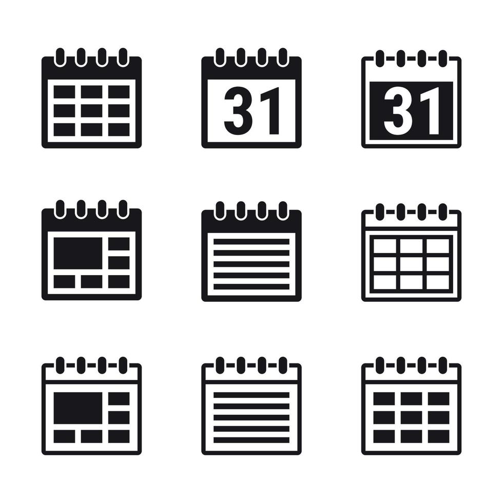 conjunto de ícones simples e isolados em um calendário de tema vetor