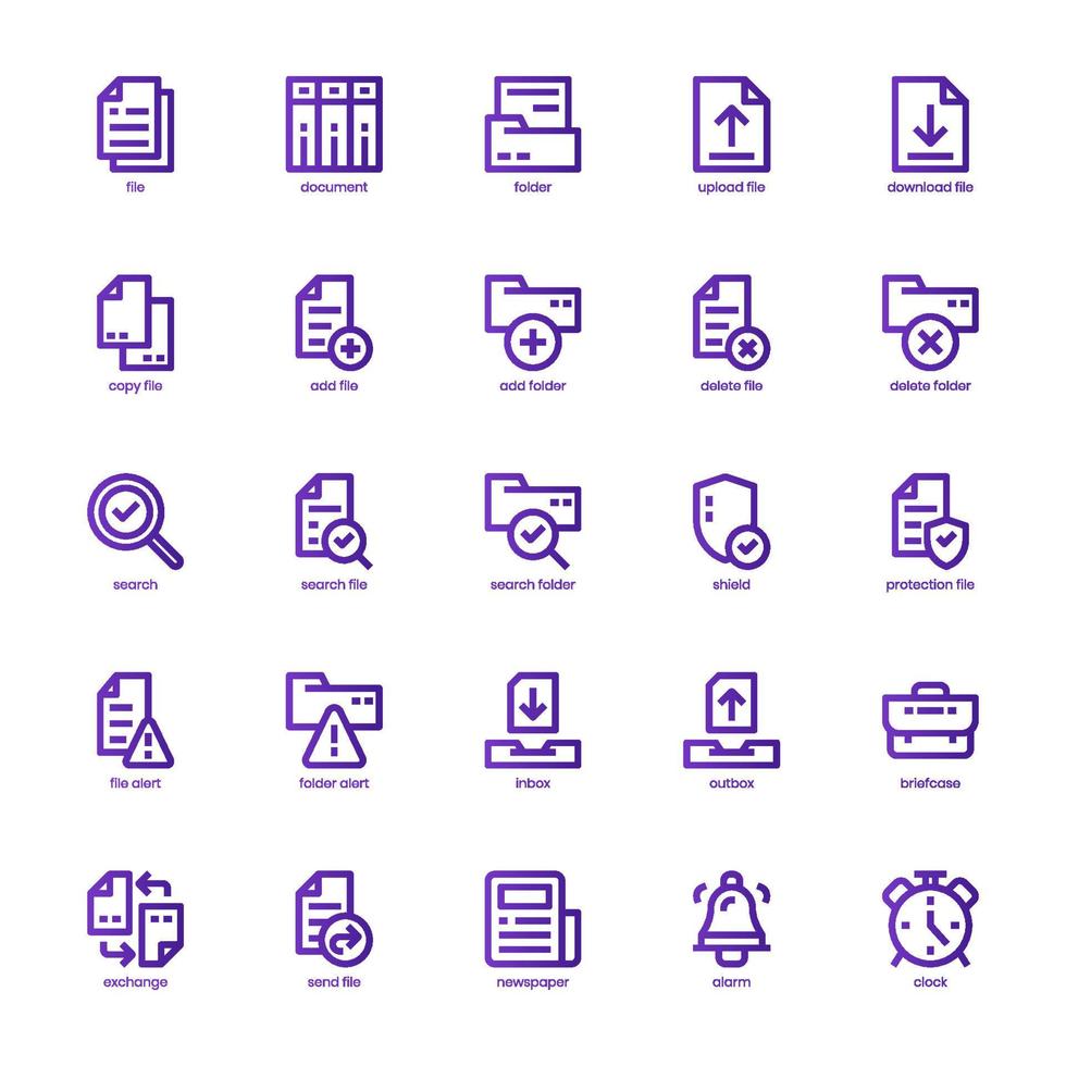 pacote de ícones de arquivo e documento para seu site, celular, apresentação e design de logotipo. design de gradiente de linha básica de ícone de arquivo e documento. ilustração de gráficos vetoriais e curso editável. vetor