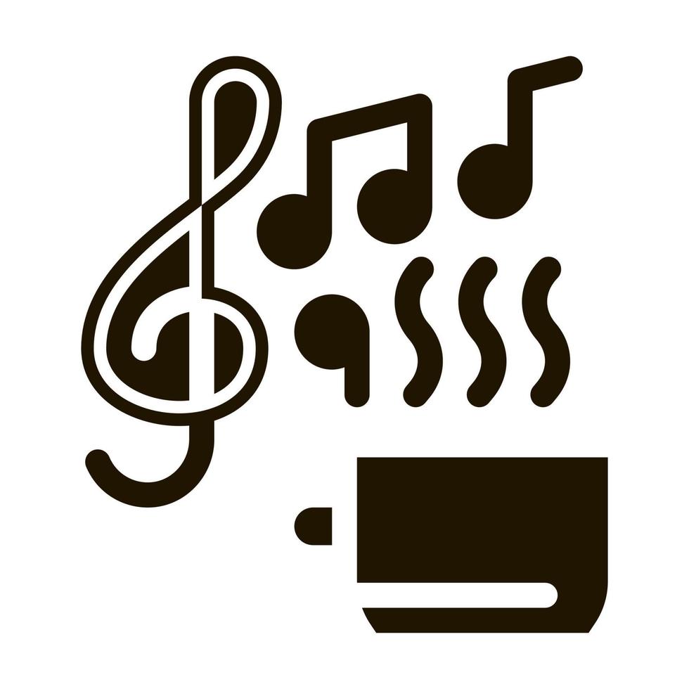 copo de bebida quente e ilustração vetorial de ícone de biohacking de música relaxante vetor