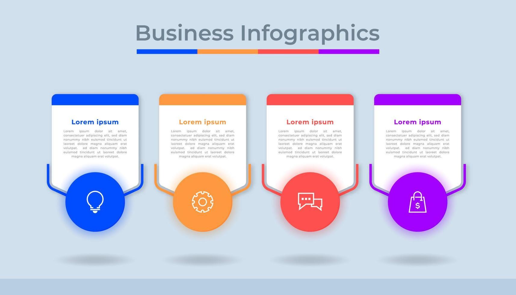 gráfico de processo de visualização de dados de negócios de infográficos de linha do tempo. gráfico de diagrama abstrato com etapas, opções vetor