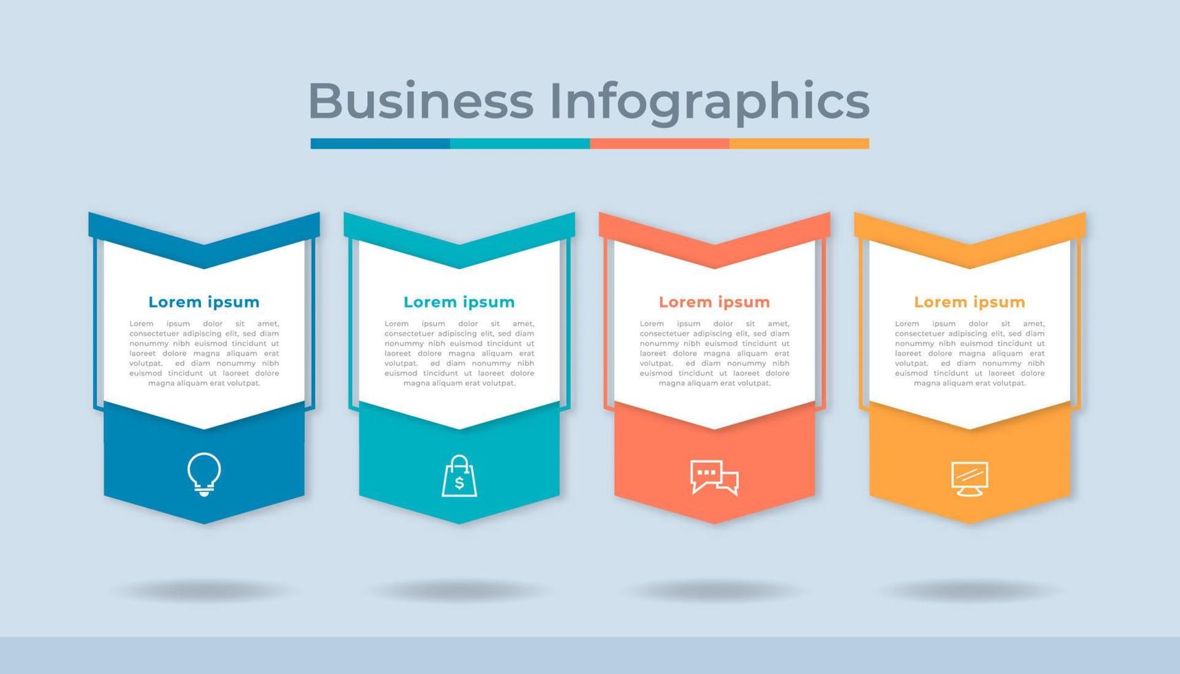 gráfico de processo de visualização de dados de negócios de infográficos de linha do tempo. gráfico de diagrama abstrato com etapas, opções vetor