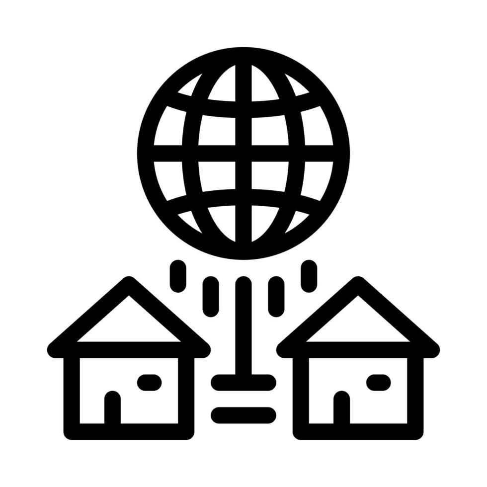ilustração de contorno vetorial de ícone de conexão de internet de casas vetor