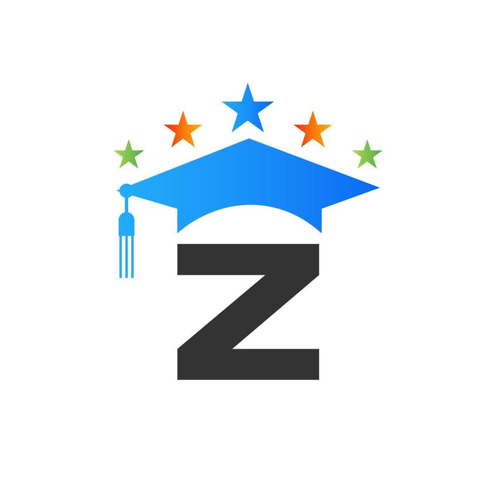 modelo de design de logotipo educacional com modelo de vetor de chapéu de graduação de letra z
