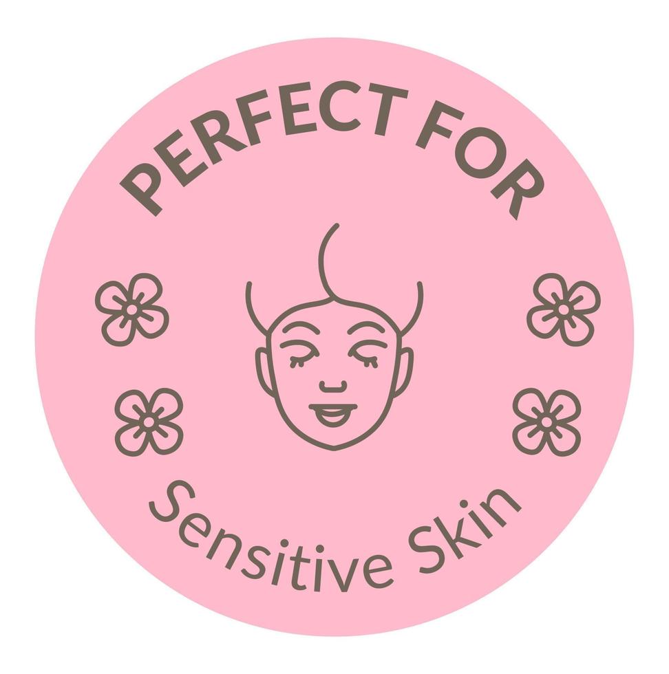 perfeito para pele sensível, rótulo para cosméticos vetor