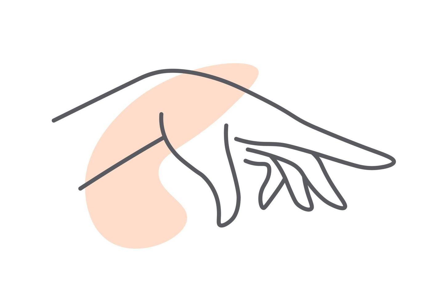 mão elegante de personagem feminina com vetor de dedos