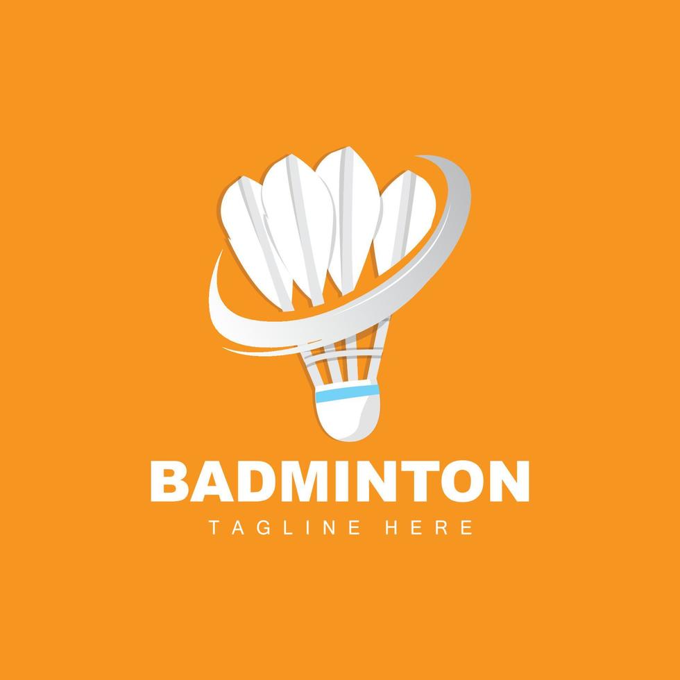 logotipo de badminton, vetor de jogo esportivo com raquete de peteca, design de ramo esportivo, ícone de modelo
