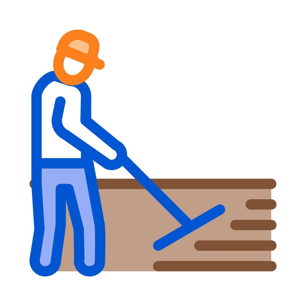 ilustração de contorno vetorial de ícone de reparo de estrada de trabalhador vetor
