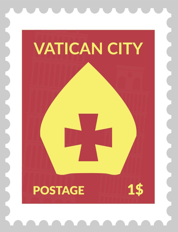 carimbo ou cartão postal com a cruz do símbolo do vaticano vetor