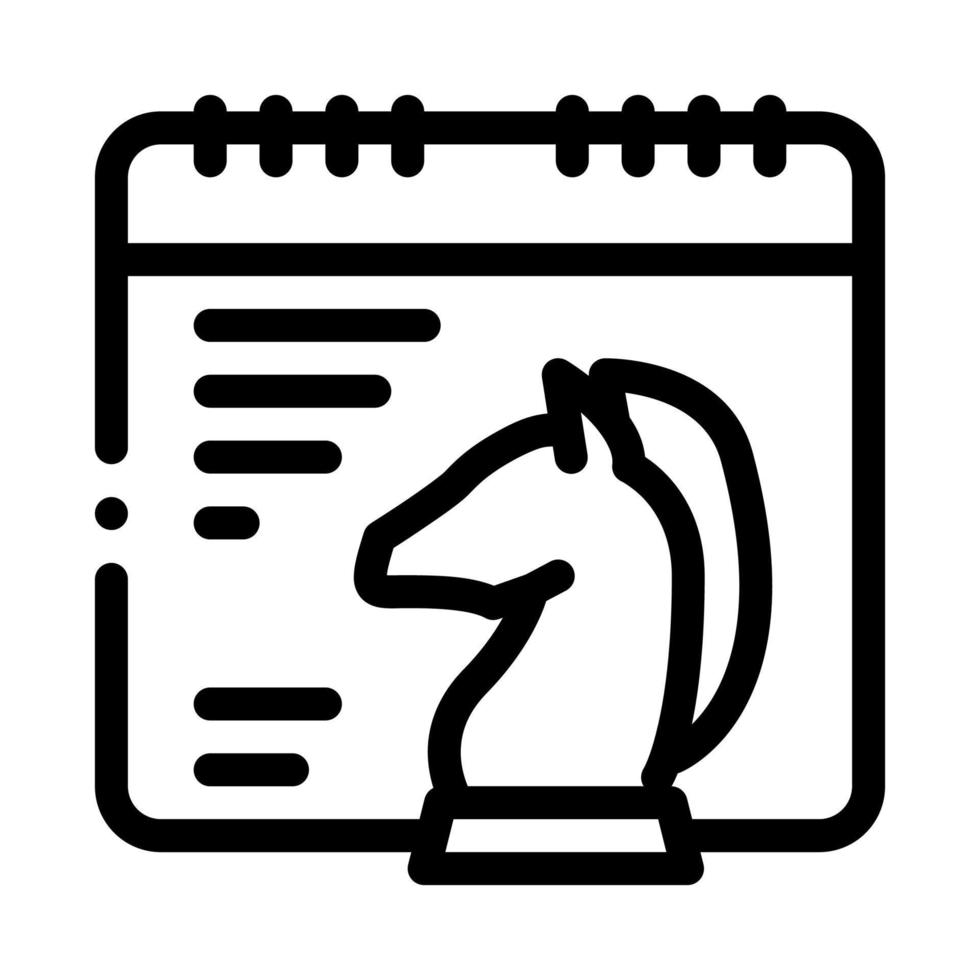 ícone de calendário de cavalo de xadrez ilustração de contorno vetorial vetor