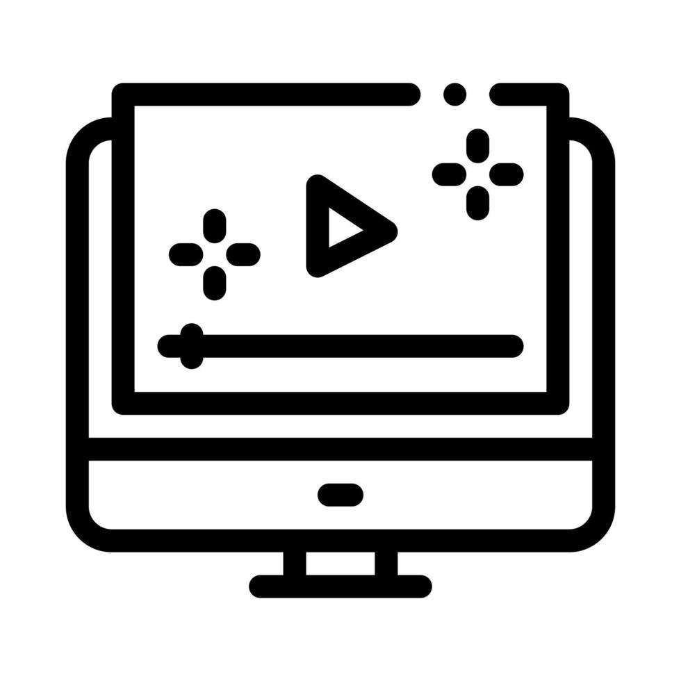 ilustração de contorno vetorial de ícone de tela de computador de player de vídeo vetor